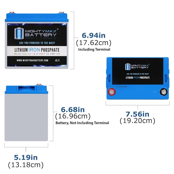 12V 35AH U1 Lithium Replacement Battery Compatible With Hoveround Activa MPV1 MPV4 - 2PK